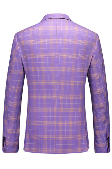 Hommes Violet Rayé Cranté Revers 3 Pièces Costumes de Bal